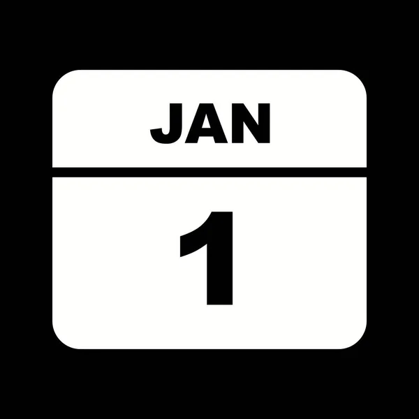 01 de janeiro Data em um calendário único dia — Fotografia de Stock