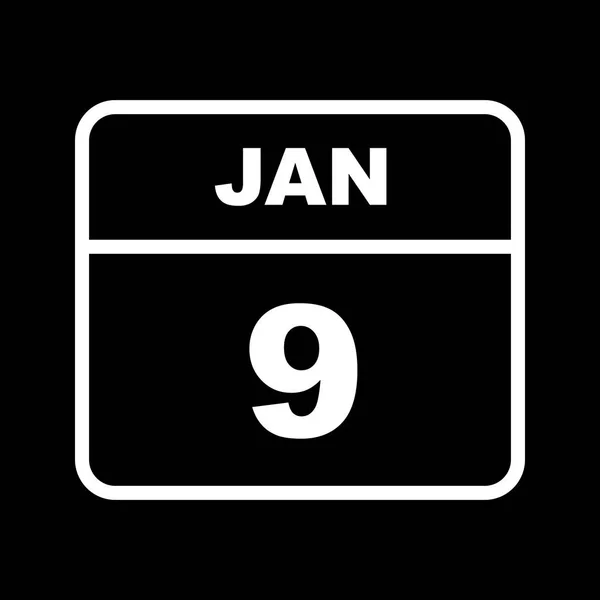 9 січня дата на Одноденний календар — стокове фото