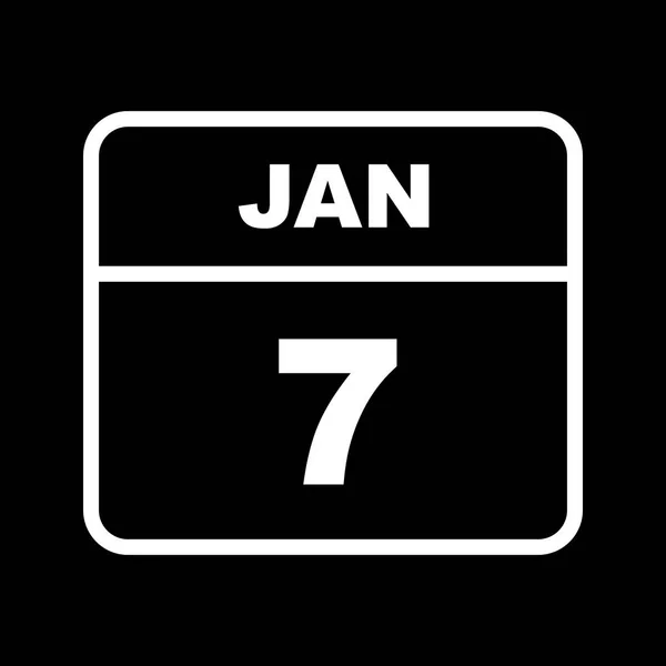 7 января Дата в календаре одного дня — стоковое фото