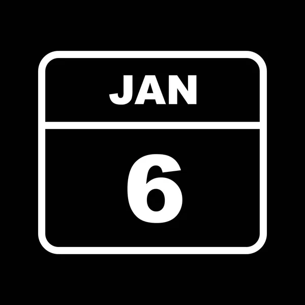 6 de enero Fecha en un calendario de un solo día — Foto de Stock