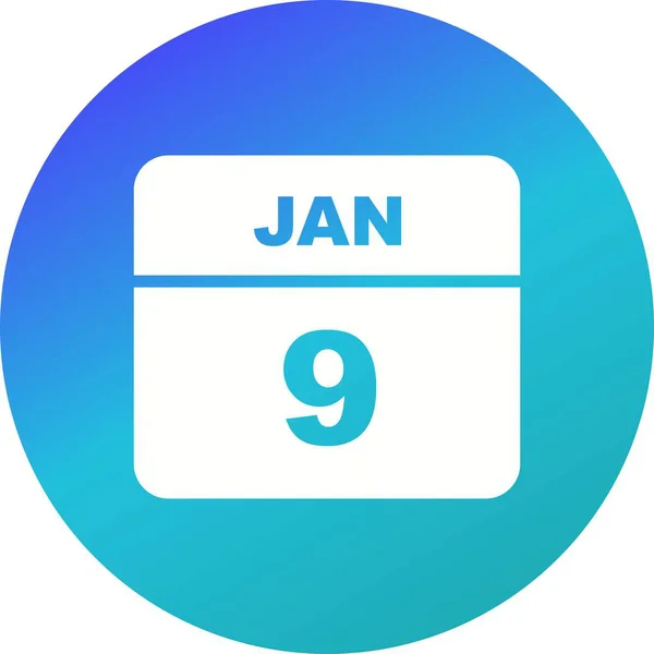 9 de janeiro Data em um calendário de um único dia — Fotografia de Stock