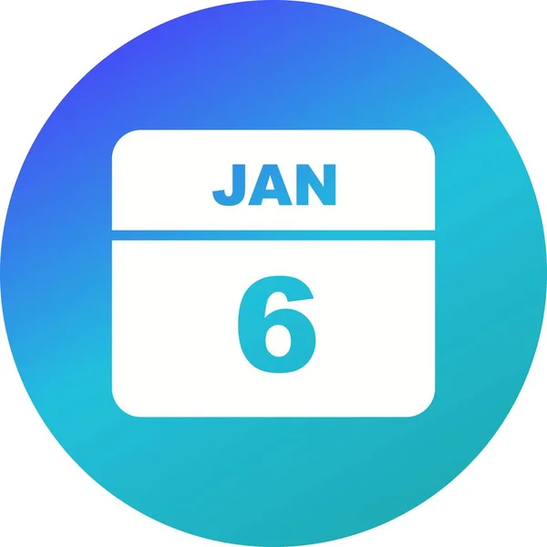 6 janvier Date sur un calendrier d'un seul jour — Photo