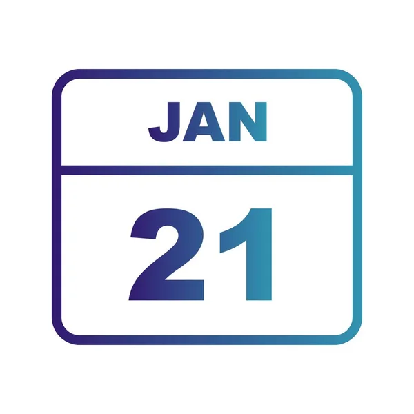 21 de enero Fecha en un calendario de un solo día —  Fotos de Stock