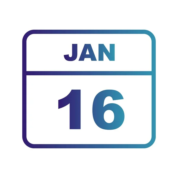 16 de enero Fecha en un calendario de un solo día —  Fotos de Stock