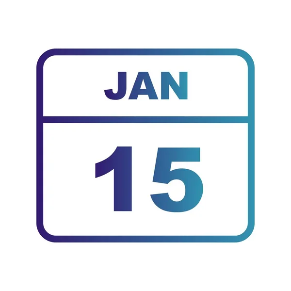 15 stycznia Data w kalendarzu jednodniowe — Zdjęcie stockowe