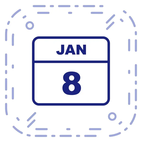 January 8th Date on a Single Day Calendar — Stock Photo, Image