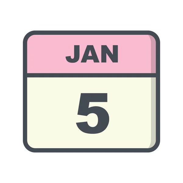 5 de enero Fecha en un calendario de un solo día —  Fotos de Stock