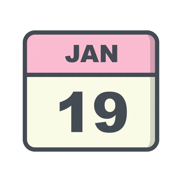 19 gennaio Data su un unico calendario giornaliero — Foto Stock