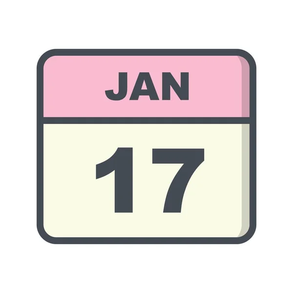 1月17日日期在单日日历上 — 图库照片