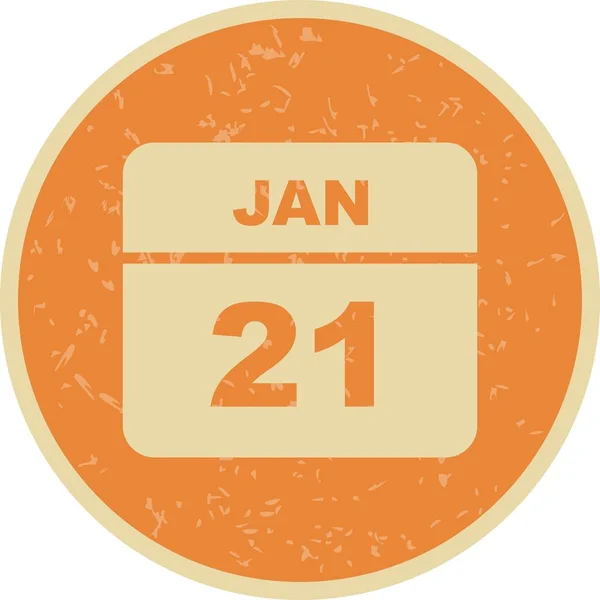 21 janvier Date sur un calendrier d'un seul jour — Photo