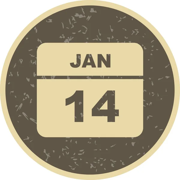 14 januari datum på en enda dag kalender — Stockfoto
