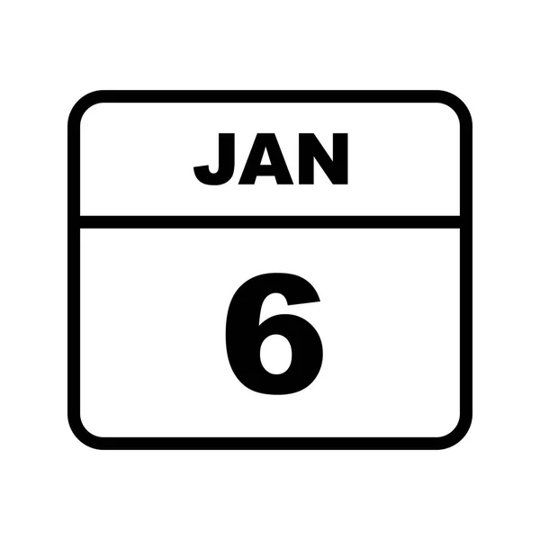 6. ledna v jednom dnu kalendář — Stock fotografie