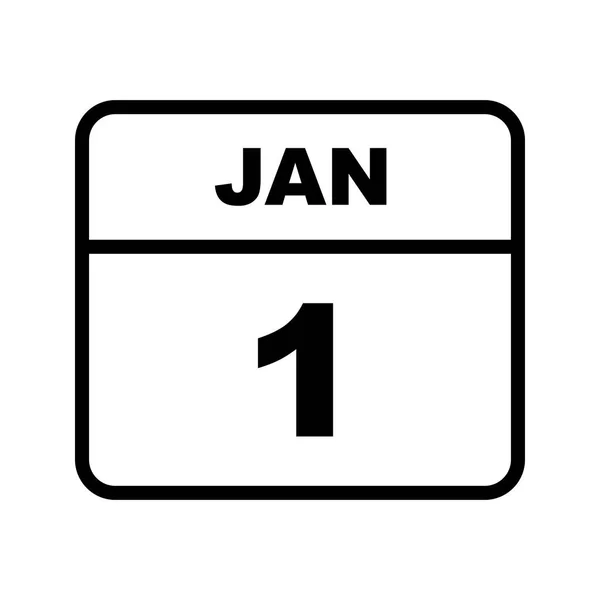1η Ιανουαρίου ημερομηνία σε ημερολόγιο μίας ημέρας — Φωτογραφία Αρχείου
