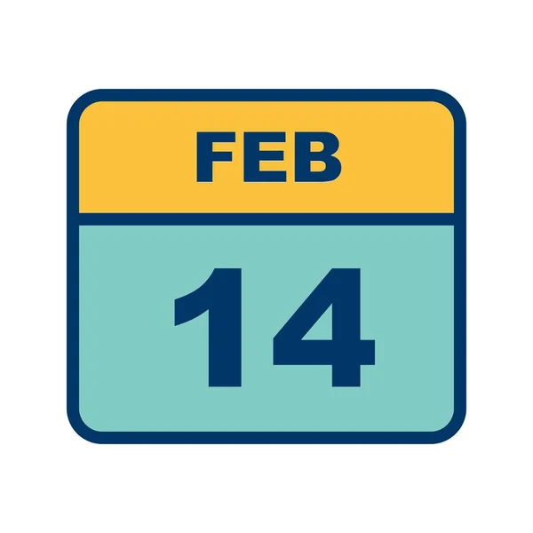 14 de febrero Fecha en un calendario de un solo día —  Fotos de Stock