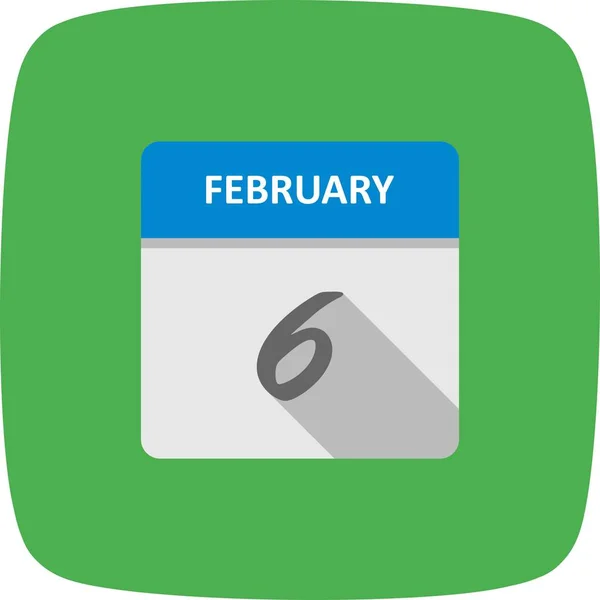 6 februari datum på en enda dag kalender — Stockfoto