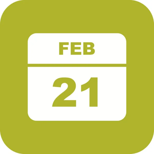 21 de febrero Fecha en un calendario de un solo día — Foto de Stock