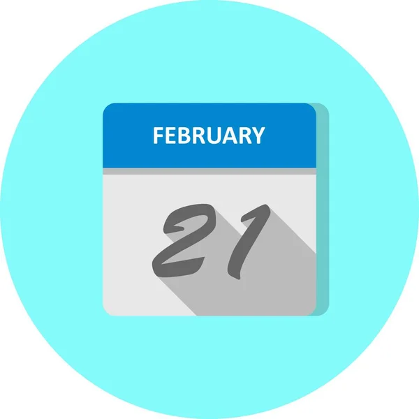 21. Februar Datum an einem einzigen Tag Kalender — Stockfoto