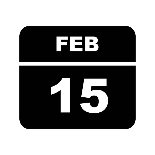 15 lutego Data w kalendarzu jednodniowe — Zdjęcie stockowe