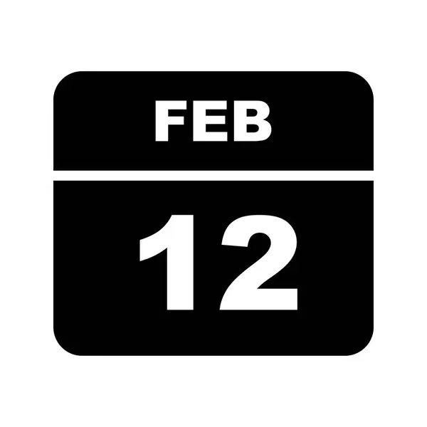 Február 12. dátum egy egynapos naptárban — Stock Fotó
