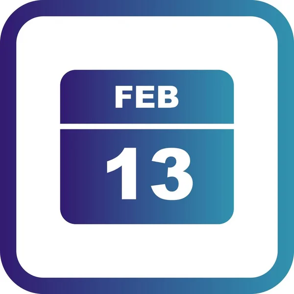 13 de febrero Fecha en un calendario de un solo día —  Fotos de Stock
