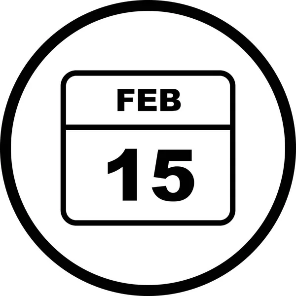 15 de fevereiro Data em um calendário único dia — Fotografia de Stock