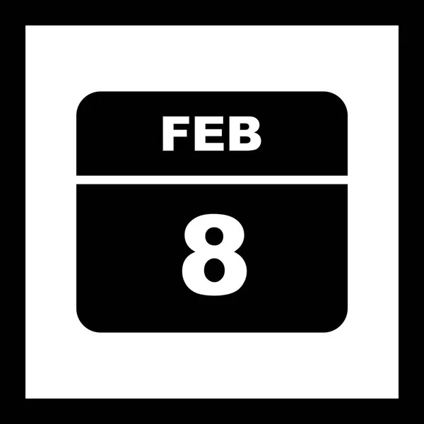 8 de febrero Fecha en un calendario de un solo día —  Fotos de Stock