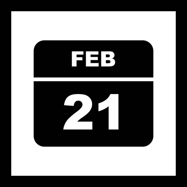 21. Februar Datum an einem einzigen Tag Kalender — Stockfoto