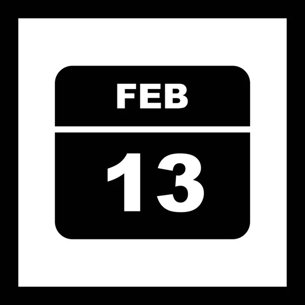 13th Φεβρουαρίου ημερομηνία σε ημερολόγιο μίας ημέρας — Φωτογραφία Αρχείου