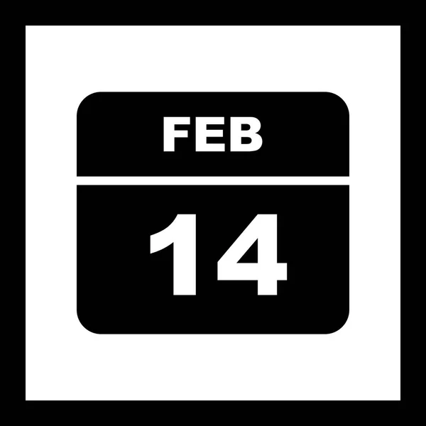 14. Februar Datum an einem einzigen Tag Kalender — Stockfoto