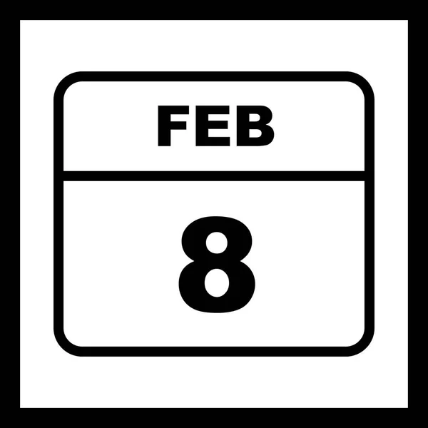 Datum 8. února v kalendáři jednoho dne — Stock fotografie