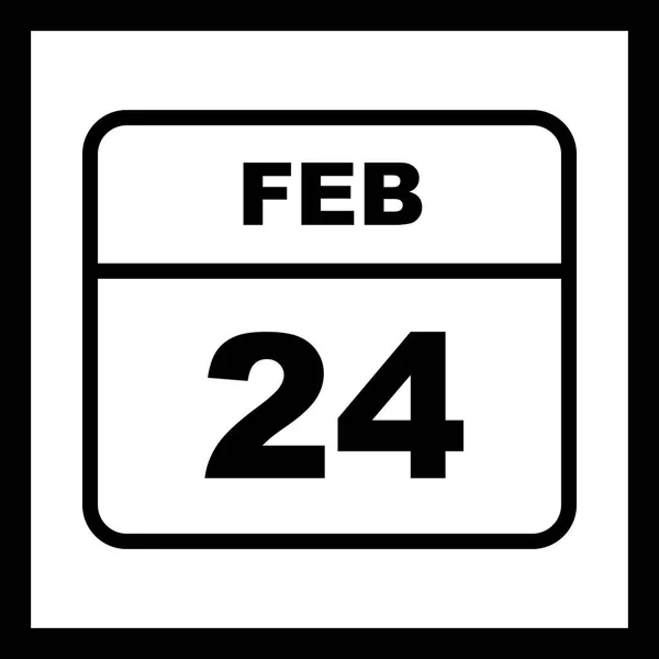 24. Februar Datum an einem einzigen Tag Kalender — Stockfoto