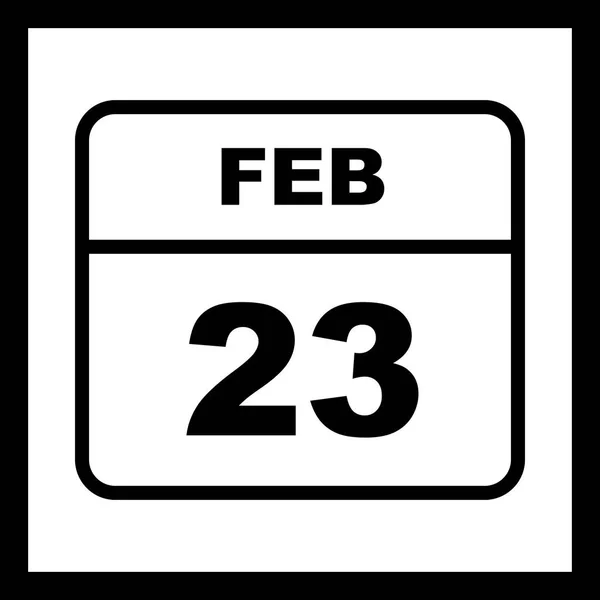 Február 23. dátum az egynapos naptárban — Stock Fotó