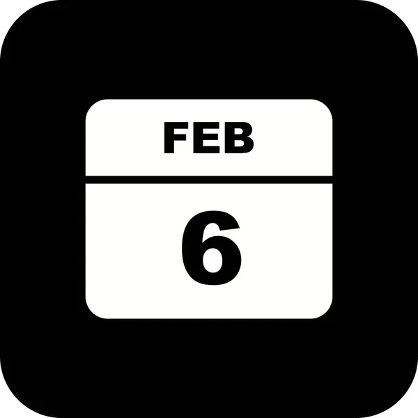 6ο Φεβρουαρίου ημερομηνία σε ημερολόγιο μίας ημέρας — Φωτογραφία Αρχείου