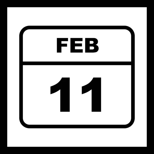 11th Φεβρουαρίου ημερομηνία σε ημερολόγιο μίας ημέρας — Φωτογραφία Αρχείου