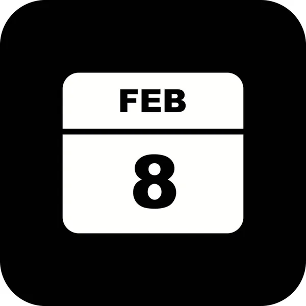 8 de febrero Fecha en un calendario de un solo día — Foto de Stock