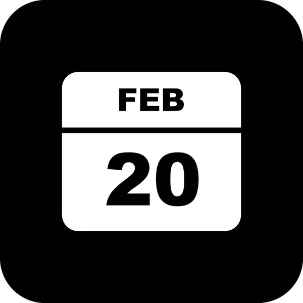 20. Februar Datum an einem einzigen Tag Kalender — Stockfoto