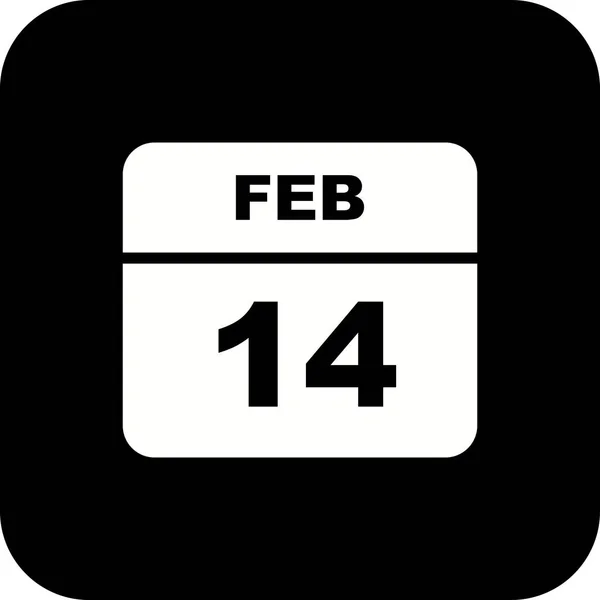 14. Februar Datum an einem einzigen Tag Kalender — Stockfoto