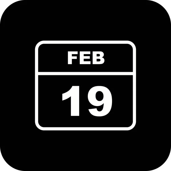 February 19th Date on a Single Day Calendar — Stock Photo, Image