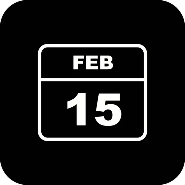 2月15日单日日历上的日期 — 图库照片