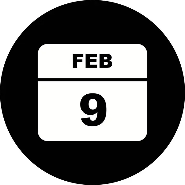 9 de febrero Fecha en un calendario de un solo día — Foto de Stock