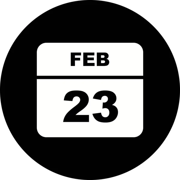 23 de febrero Fecha en un calendario de un solo día — Foto de Stock