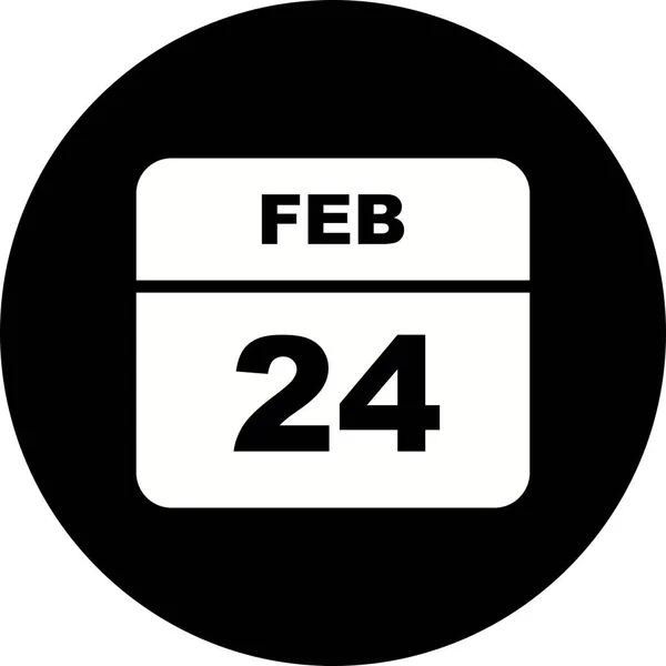 24 de febrero Fecha en un calendario de un solo día — Foto de Stock