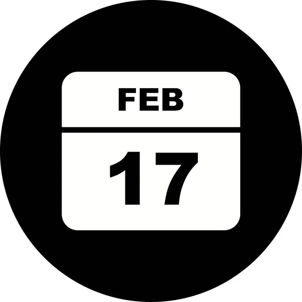 17. Februar Datum an einem einzigen Tag Kalender — Stockfoto