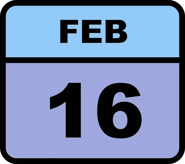 16th Φεβρουαρίου ημερομηνία σε ένα ημερολόγιο — Φωτογραφία Αρχείου
