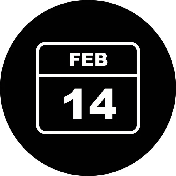 14 februari datum op een enkele dag kalender — Stockfoto