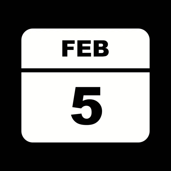 5th Φεβρουαρίου ημερομηνία σε ημερολόγιο μίας ημέρας — Φωτογραφία Αρχείου
