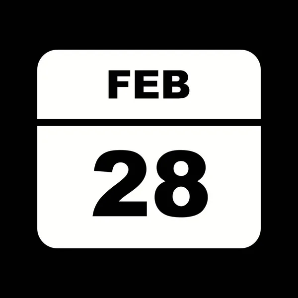 28 février Date sur un calendrier d'un seul jour — Photo
