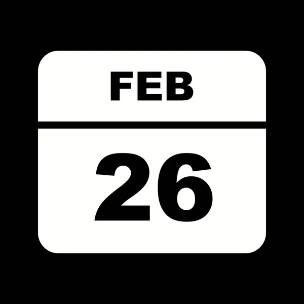 26th Φεβρουαρίου ημερομηνία σε ημερολόγιο μίας ημέρας — Φωτογραφία Αρχείου