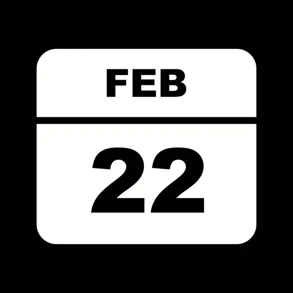 22 de febrero Fecha en un calendario de un solo día —  Fotos de Stock