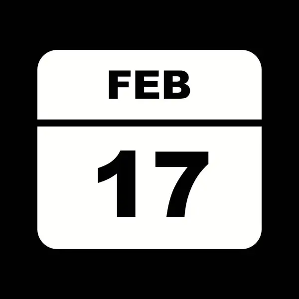 17 de febrero Fecha en un calendario de un solo día —  Fotos de Stock